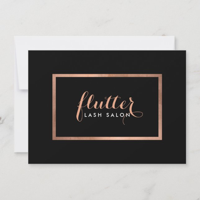 Simple Rose Gold Lash Salon Black Gift Certificate (Front)