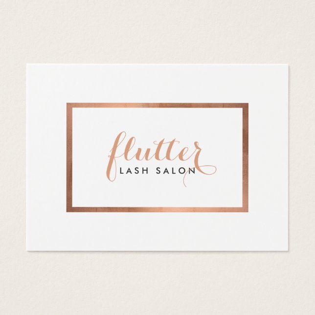 Simple Rose Gold Lash Salon Logo Aftercare Card (Front)