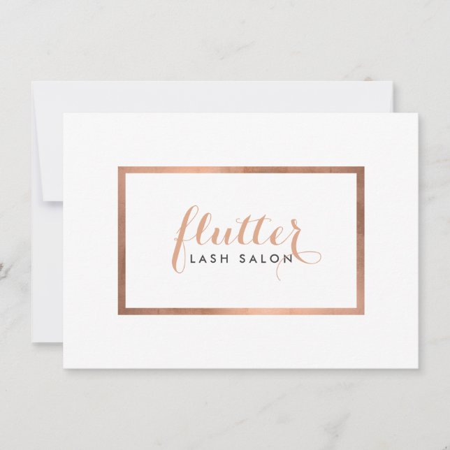 Simple Rose Gold Lash Salon Logo Gift Certificate (Front)