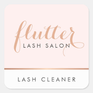 Simple Rose Gold Lash Salon Logo Pink Square Sticker