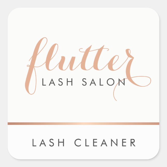 Simple Rose Gold Lash Salon Logo Square Sticker (Front)