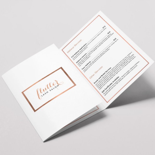 Simple Rose Gold Lash Salon Price List Brochure (Creator Uploaded)