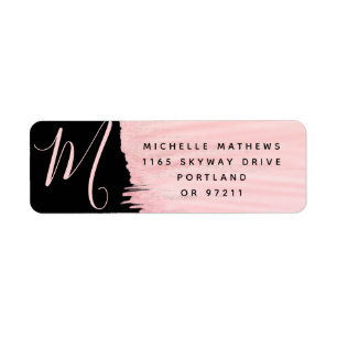 Simple Rose Gold Paint Monogram Business Black