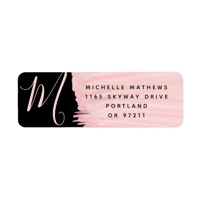 Simple Rose Gold Paint Monogram Business Black (Front)