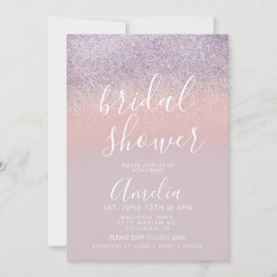 Simple Rose Gold Pink Bridal Shower Glitter Invitation