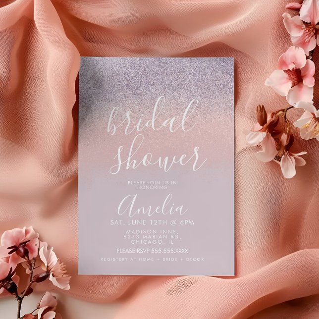 Simple Rose Gold Pink Bridal Shower Glitter  Postcard (Creator Uploaded)