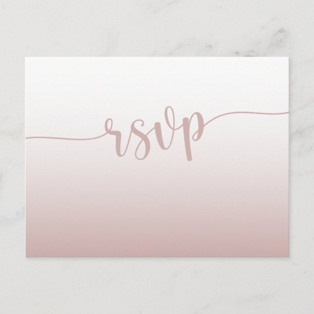 Simple Rose Gold RSVP Wedding  Invitation Postcard (Front)