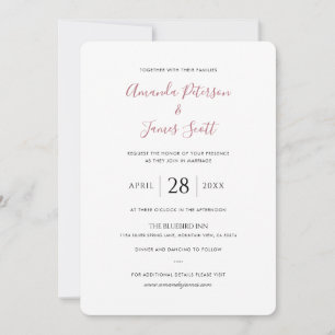 Simple Rose Gold Script Wedding Invitation Card
