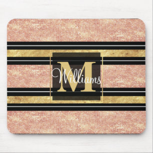 Simple rose gold stripes pattern mouse mat