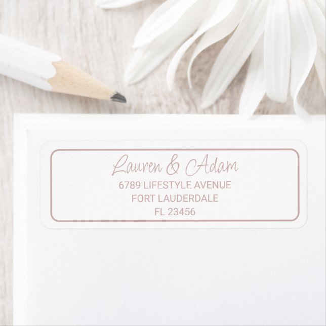 Simple Rose Gold Wedding Return Address Label (Insitu)