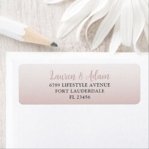 Simple Rose Gold Wedding Return Address Label