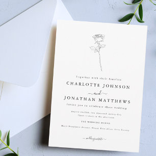 Simple Rose Minimalist Wedding Invitation