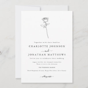 Simple Rose Minimalist Wedding Invitation