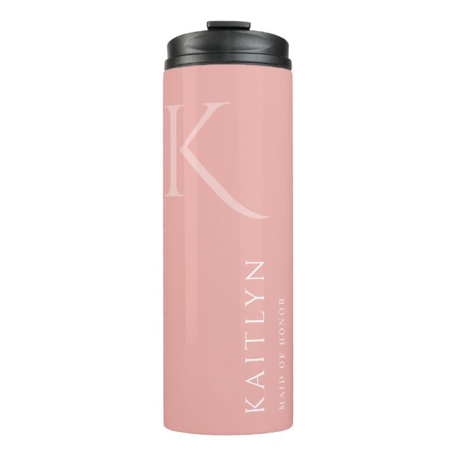 Simple Rose Monogram Personalised Maid of Honour Thermal Tumbler (Front)