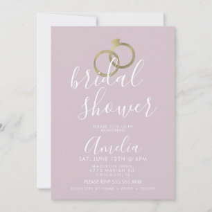 Simple Rose Pink Gold Ring Bridal Shower Invitation