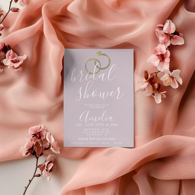 Simple Rose Pink Gold Ring Bridal Shower Postcard (Creator Uploaded)