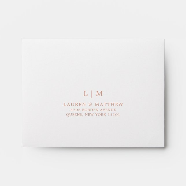 Simple Rose Pink Monogram Elegant RSVP Wedding Envelope (Front)