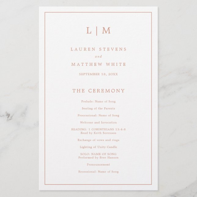 Simple Rose Pink Monogram Elegant Wedding Flyer (Front)