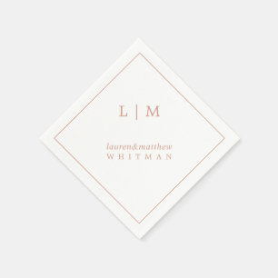 Simple Rose Pink Monogram Elegant Wedding Napkin