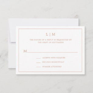 Simple Rose Pink Monogram Elegant Wedding RSVP Card