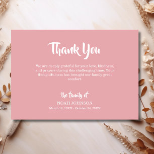 Simple Rose Pink Traditional Funeral Sympathy Thank You Card