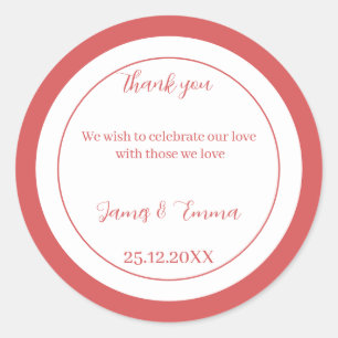 Simple Rose Wedding Classic Round Sticker