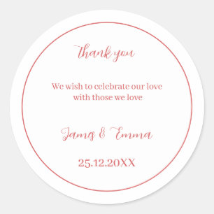 Simple Rose Wedding Classic Round Sticker