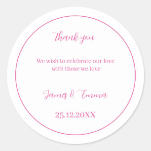 Simple Rose Wedding Classic Round Sticker
