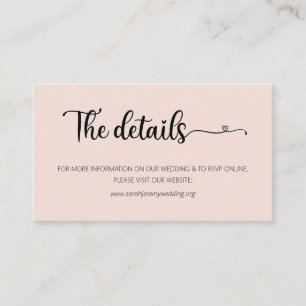 Simple Rose Wedding Details Website Enclosure Card