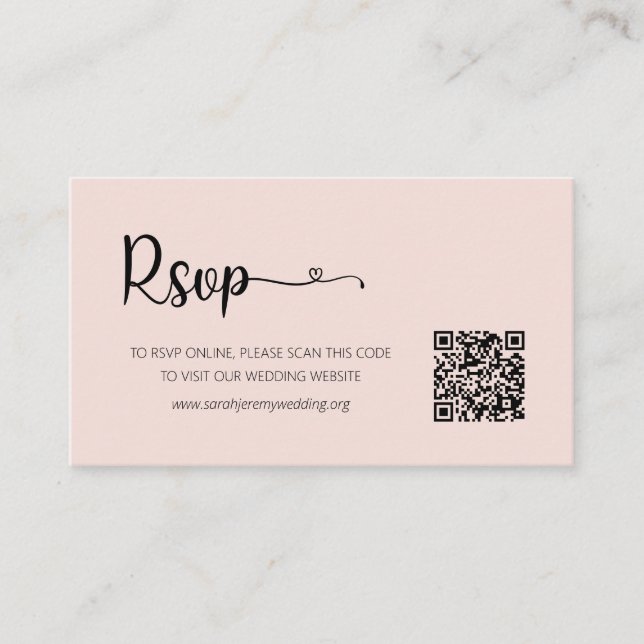 Simple Rose Wedding RSVP Website Enclosure Card (Front)