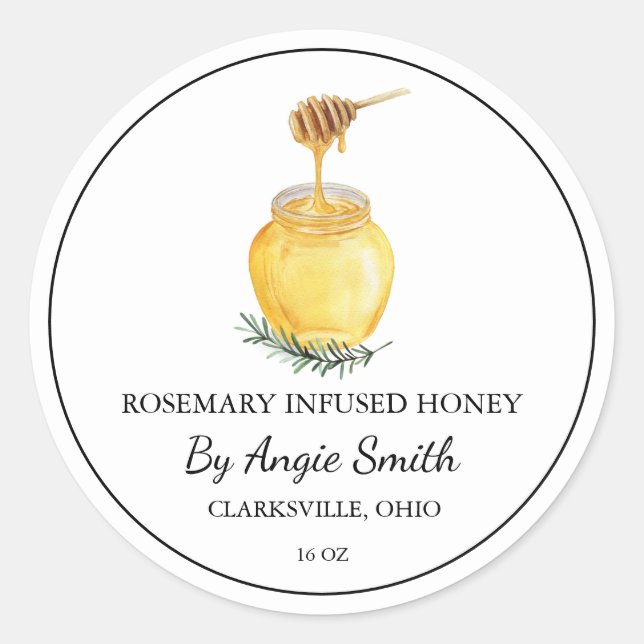 Simple Rosemary Infused Honey Label (Front)