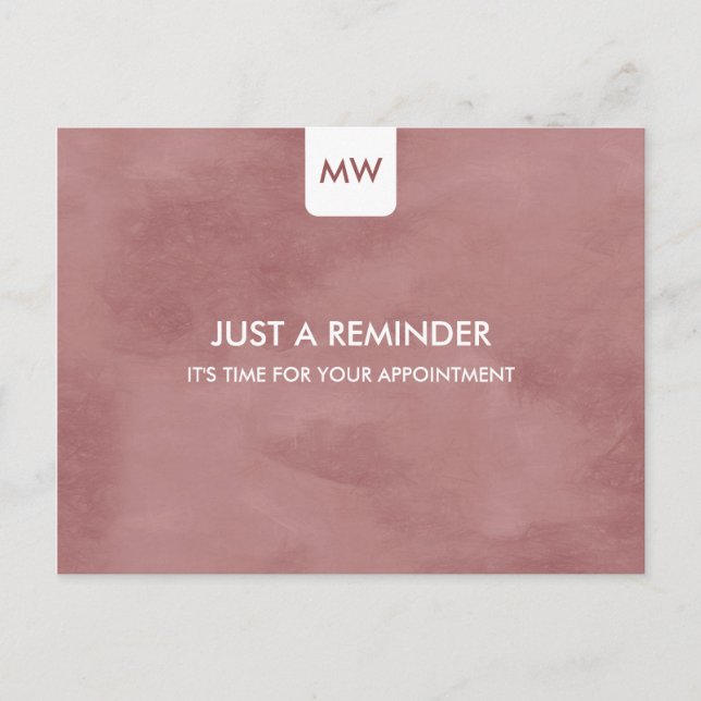 Simple Rosy Brown Chic Appointment Reminder QRCode Postcard (Front)