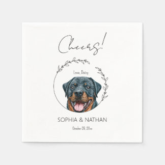 Simple Rottweiler Dog Wedding Cocktail Napkin