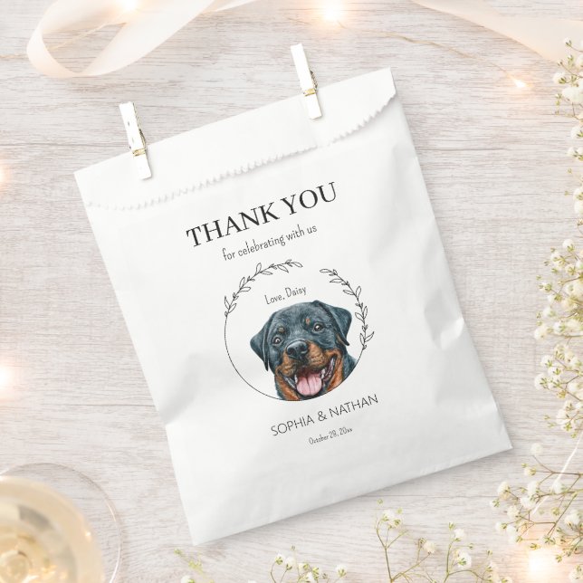 Simple Rottweiler Dog Wedding Thank You Favour Bags (Clipped)