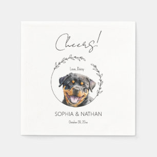 Simple Rottweiler Puppy Dog Wedding Cocktail  Napkin