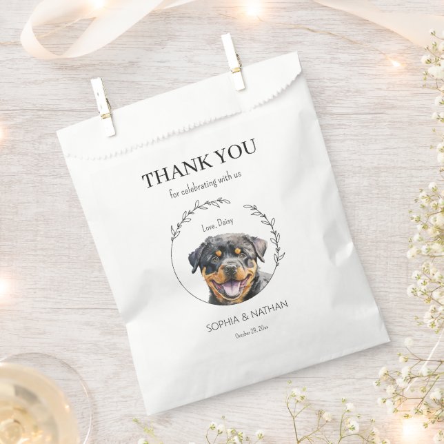 Simple Rottweiler Puppy Dog Wedding Thank You Favour Bags (Clipped)