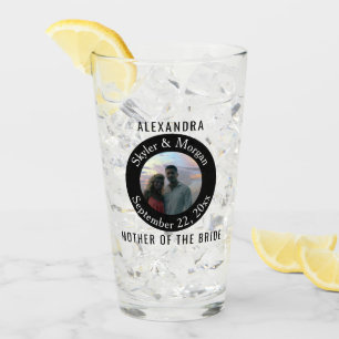 Simple Round Black And White Wedding Photo Glass