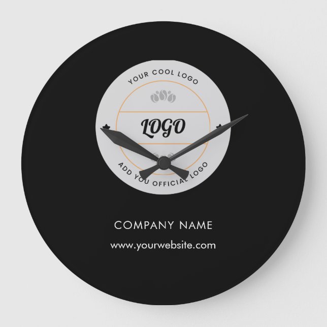 Simple Round Business Logo & Text Company Custom Large Clock (Front)