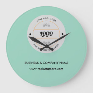 Simple Round Business Logo & Text Company Custom Large Clock