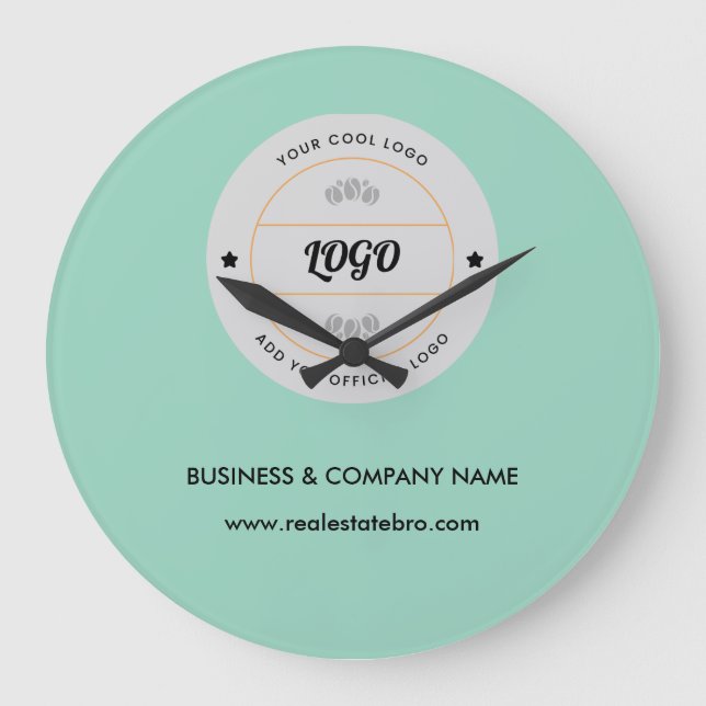 Simple Round Business Logo & Text Company Custom Large Clock (Front)
