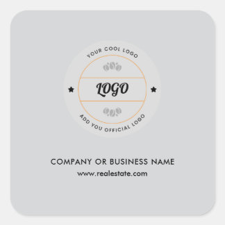 Simple Round Business Logo & Text Company Custom  Square Sticker