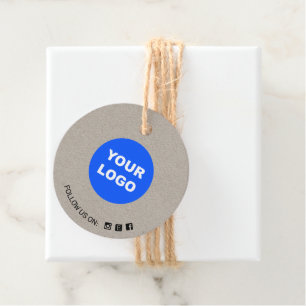 Simple Round  Kraft Add Your Logo Social Media Favour Tags