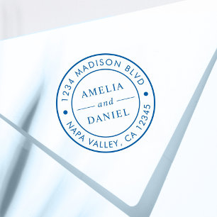 Simple Round Logo Return Address Self-inking Stamp