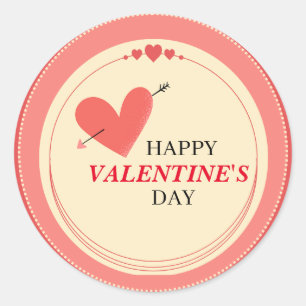Simple round pink red valentine's day sticker