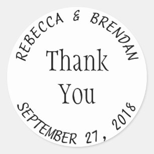 Simple Round White Curved Text Favour Labels