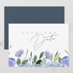 Simple Royal Blue Blue Wildflower Wedding Save The Date