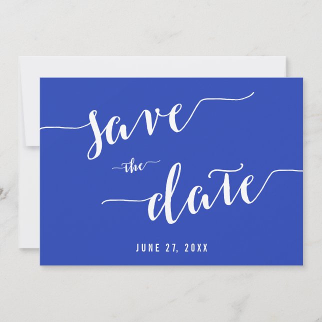 Simple Royal Blue Save The Date Invitation Cards (Front)