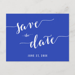 Simple Royal Blue Save The Date Postcards