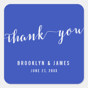 Simple Royal Blue Thank You Wedding Stickers