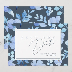 Simple Royal Blue Wildflower Wedding Save The Date